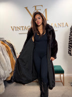 Mink Fur Coat, Dark Brown Almost Black, XL, Crown Lining
