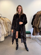 Brown Mink Fur Coat, Pieced, Full Length, Medium