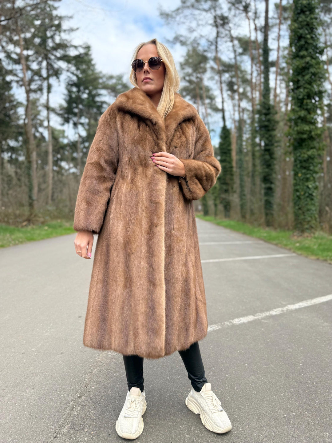 Long Pastel Mink Fur Coat, Small Size, High-Quality Fur, Brown Mink Coat, Thick Mink Fur, Perfect - Classic Vintage Style, Rare High Quality
