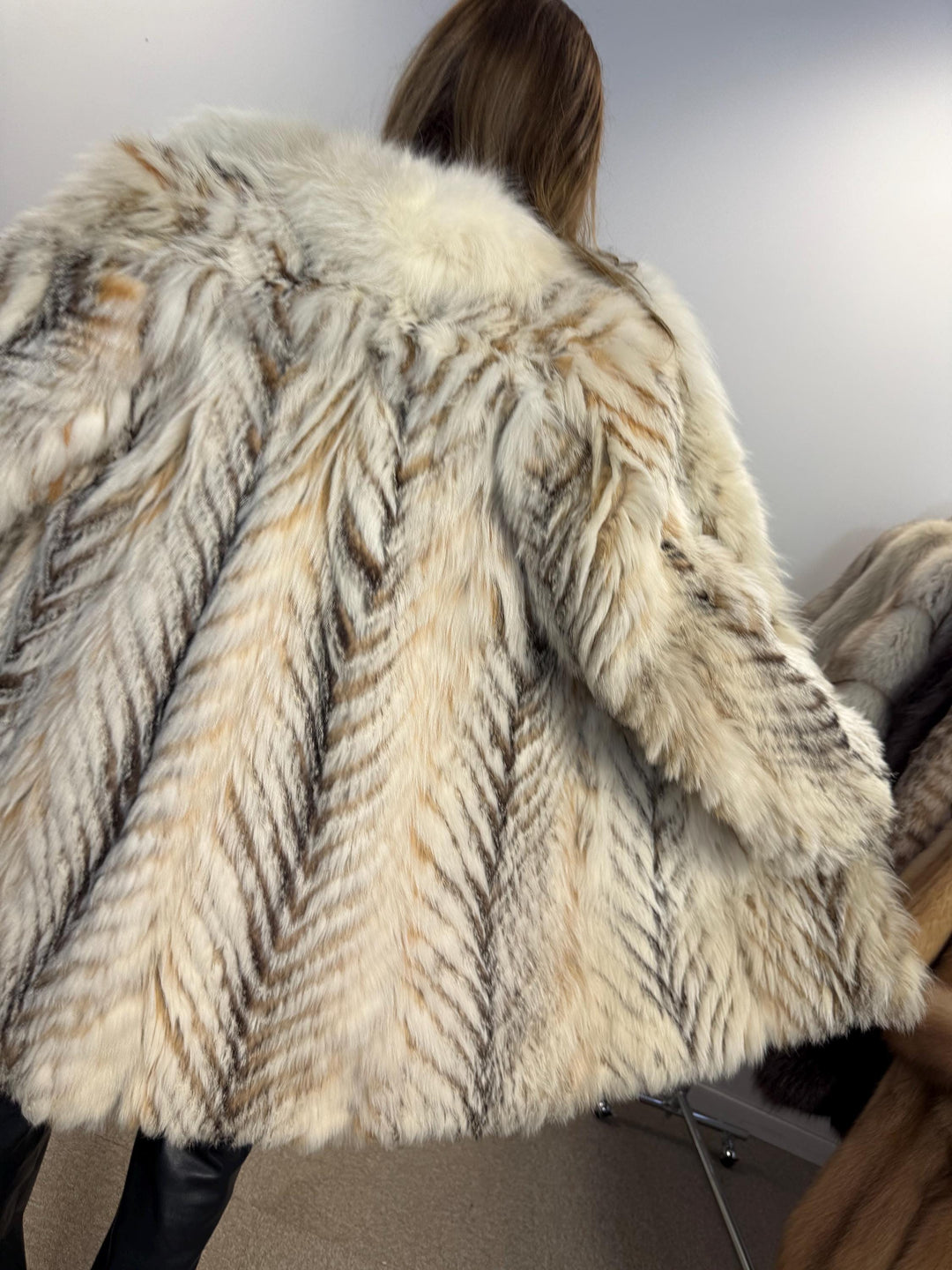 Finn raccoon vintage fur jacket, fluffy real fur jacket, l/xl size, white fur coat