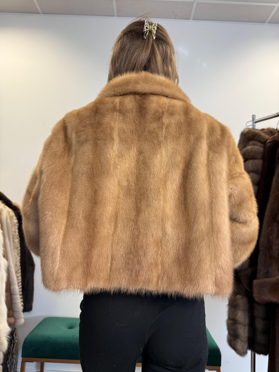 Short Mink Jacket, Medium Size, Cream Mink Jacket, Women's Fur Coat, Vintage Fur Coat, Real Fur Jacket, Real Mink Fur Jacket, Brown Mink Fur