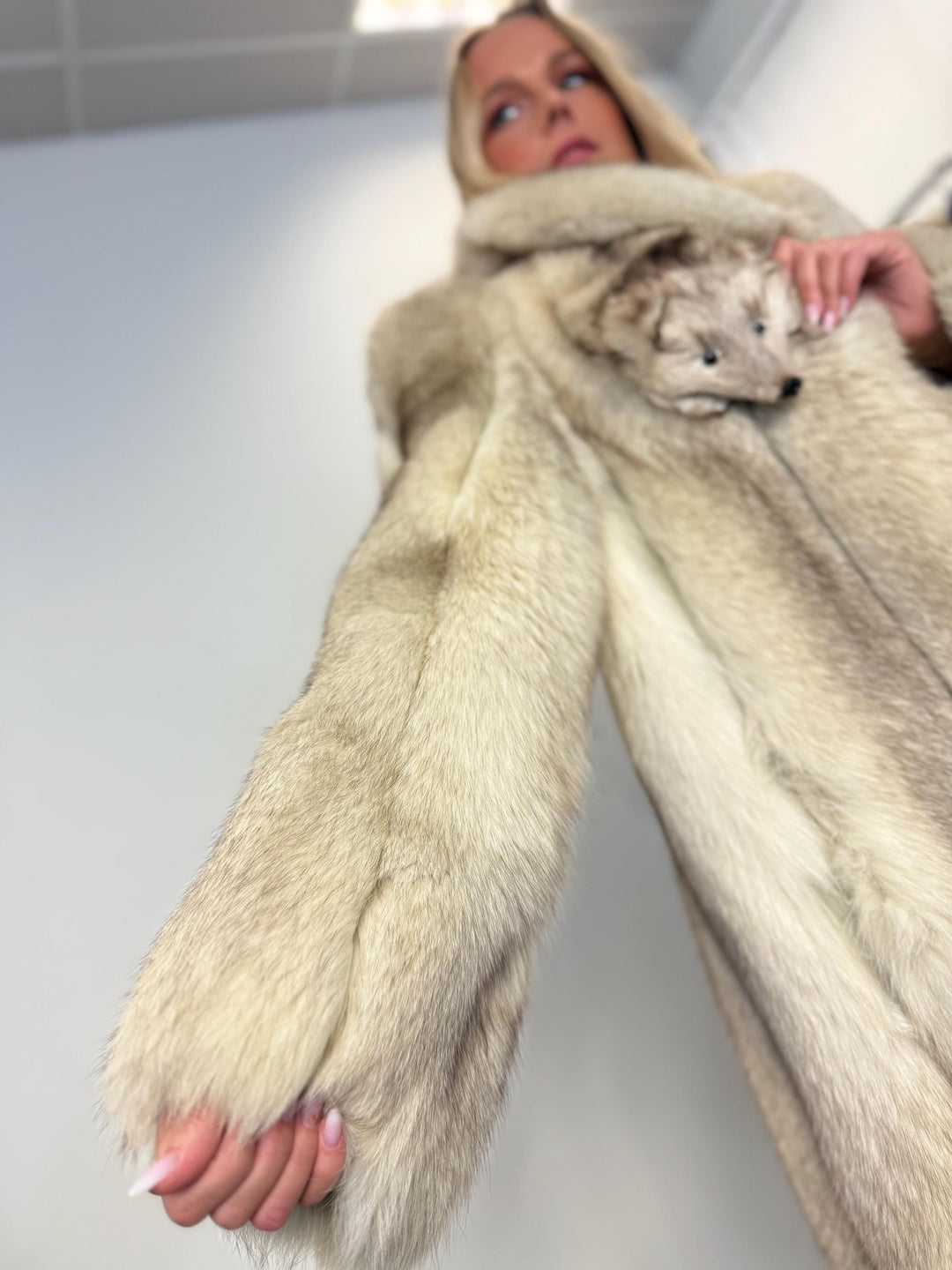 Nordic fox fur coat, vintage fox fur coat, real fur coat, real fox fur coat, fox coat women, medium white nordic fox coat, l size, vintage