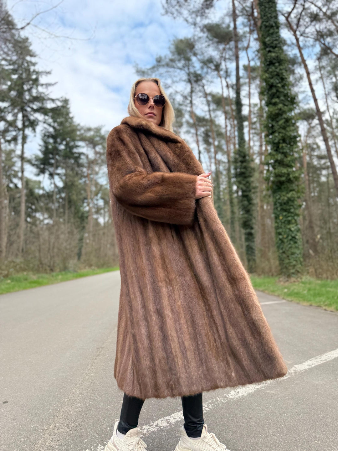 Full-Length Pastel Mink Fur Coat, XL Size, High-Quality Fur, Brown Mink Coat, Vintage Fur Coat, Perfect Sheen, Luxury Womens Coat, Real Mink