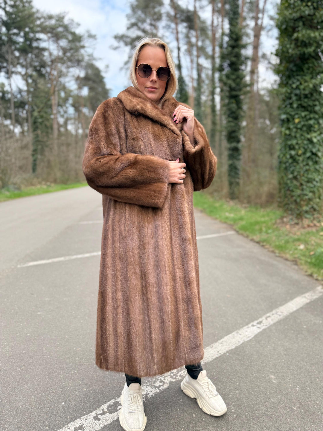 Full-Length Pastel Mink Fur Coat, XL Size, High-Quality Fur, Brown Mink Coat, Vintage Fur Coat, Perfect Sheen, Luxury Womens Coat, Real Mink
