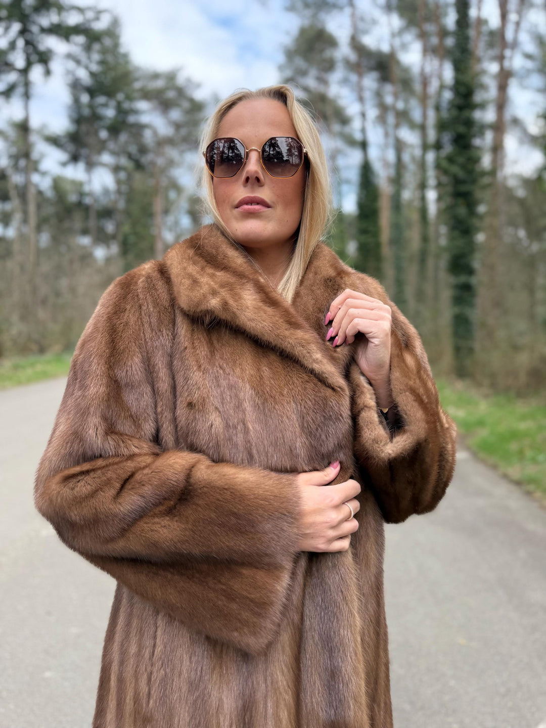 Full-Length Pastel Mink Fur Coat, XL Size, High-Quality Fur, Brown Mink Coat, Vintage Fur Coat, Perfect Sheen, Luxury Womens Coat, Real Mink