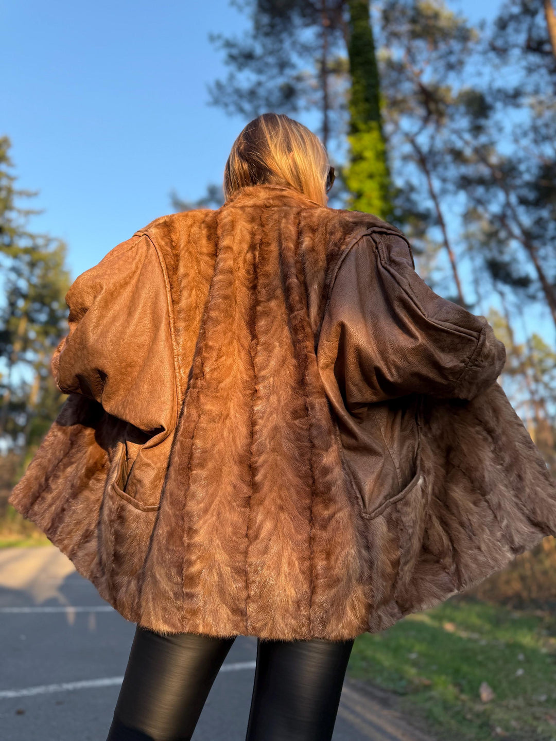 Leather Mink Fur Jacket, XXL Size, High-Quality Fur, Pastel Mink Jacket, Thick Mink Fur, Perfect Classic Vintage Style, Luxury Women's Coat