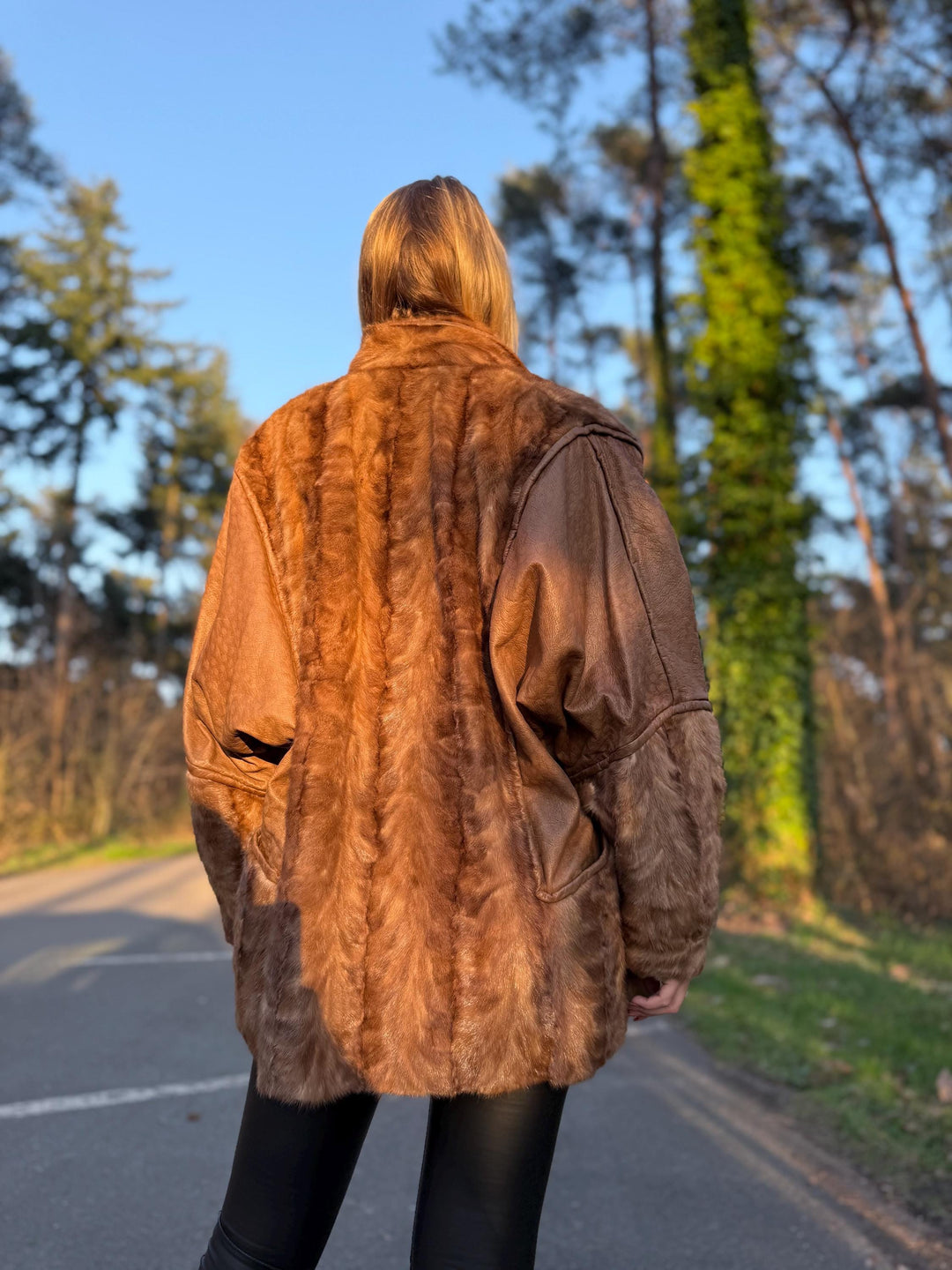 Leather Mink Fur Jacket, XXL Size, High-Quality Fur, Pastel Mink Jacket, Thick Mink Fur, Perfect Classic Vintage Style, Luxury Women's Coat
