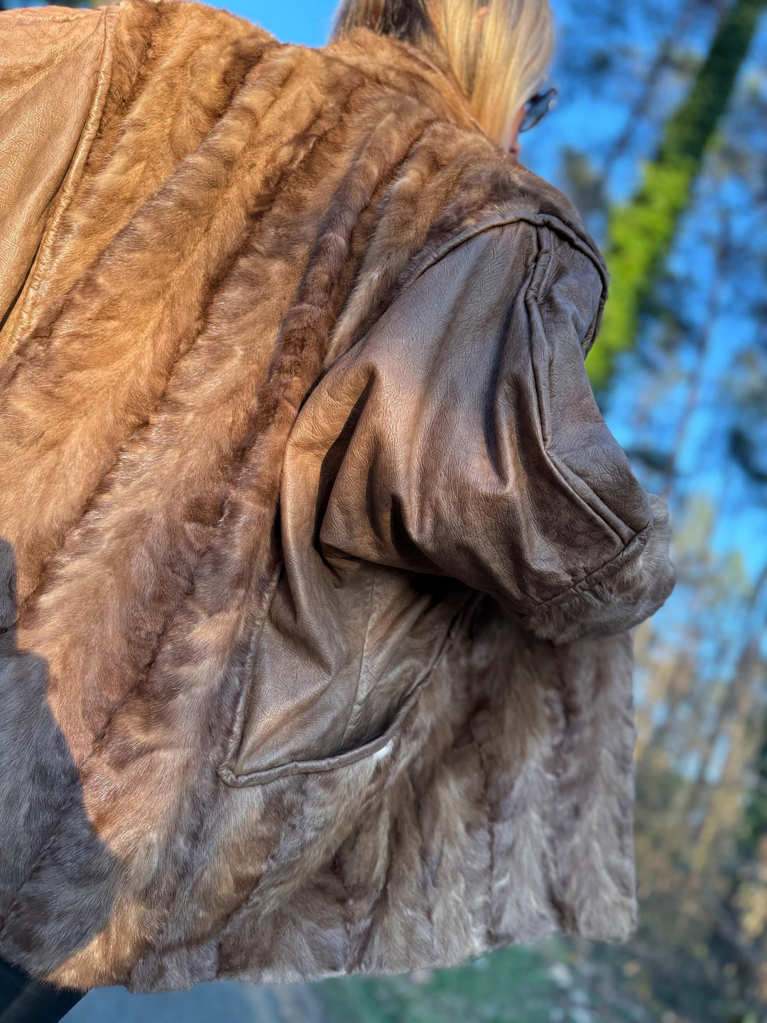 Leather Mink Fur Jacket, XXL Size, High-Quality Fur, Pastel Mink Jacket, Thick Mink Fur, Perfect Classic Vintage Style, Luxury Women's Coat