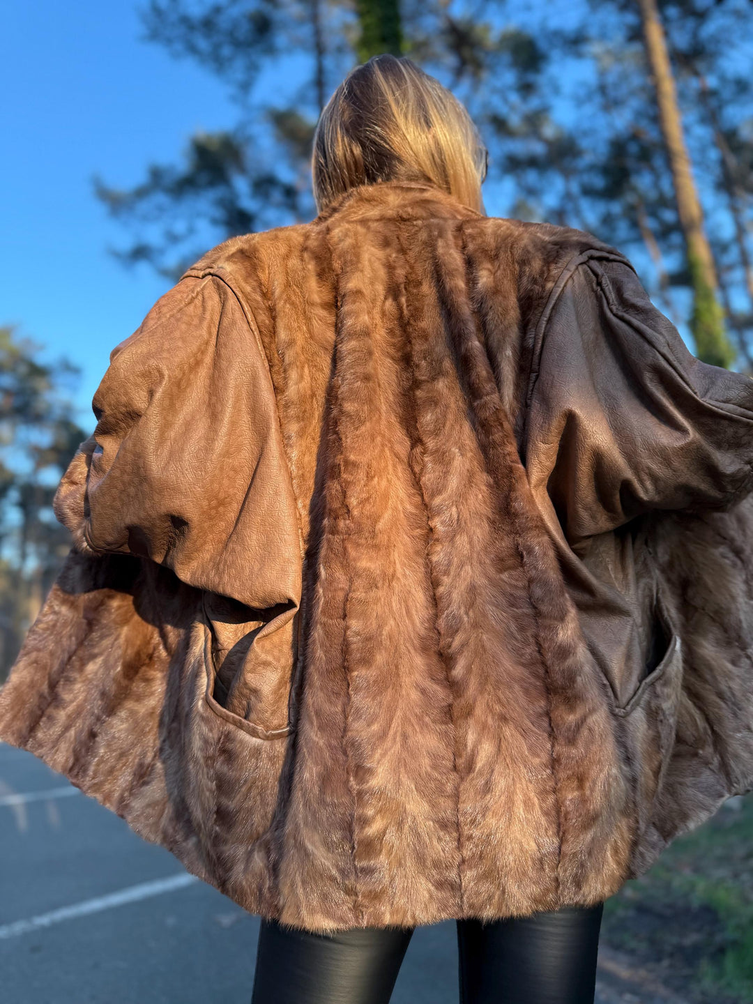 Leather Mink Fur Jacket, XXL Size, High-Quality Fur, Pastel Mink Jacket, Thick Mink Fur, Perfect Classic Vintage Style, Luxury Women's Coat