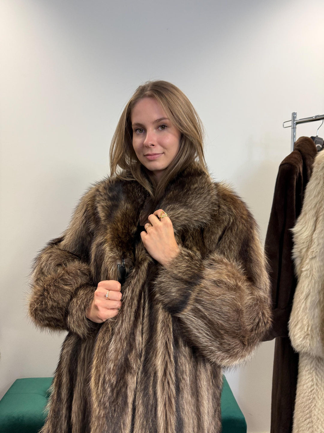 Long Raccoon Fur Coat, XL Size, Thick Raccoon Coat, Vintage Fur Coat, Real Fur Coat, Raccoon Jacket, Women's Fur Coat, Fur Jacket Women, Fur