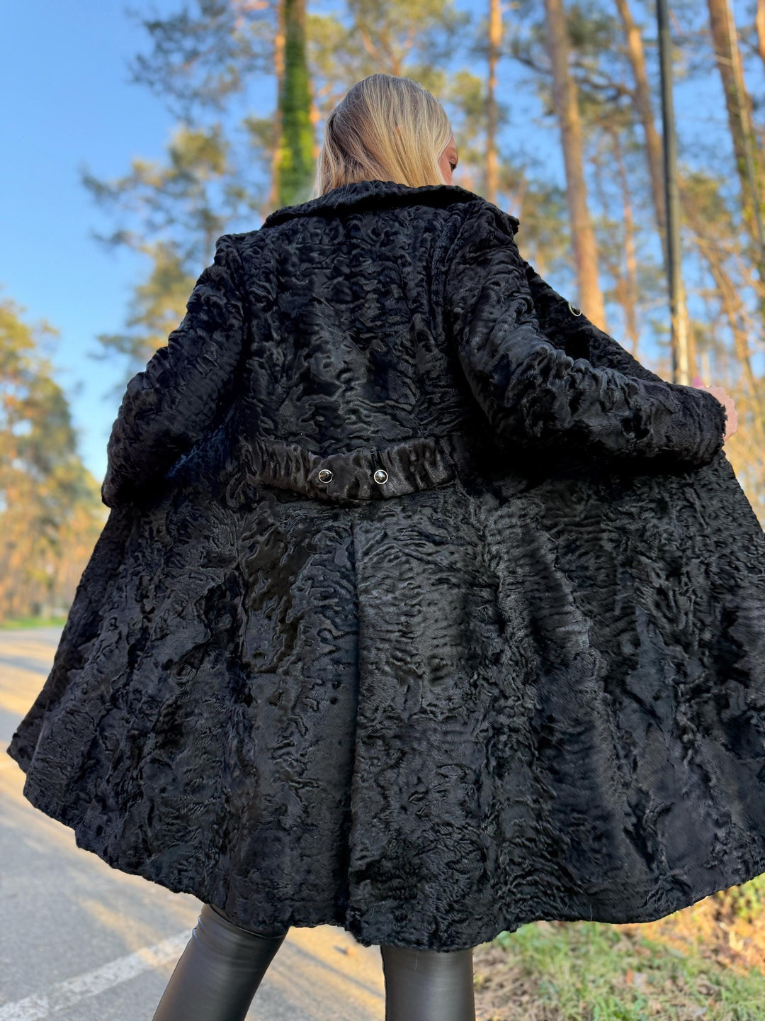Black Astrakhan Fur Coat, XS Size, Elegant and Classic Design, Luxurious and Rare Find Fur Coat, Perfect for Winter Style, Astrakhan Fur