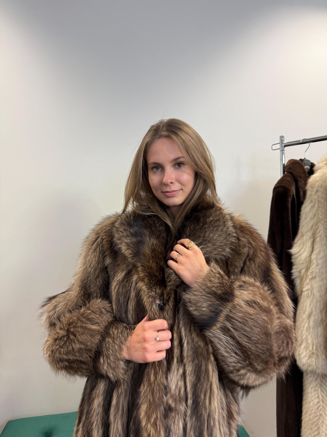 Long Raccoon Fur Coat, XL Size, Thick Raccoon Coat, Vintage Fur Coat, Real Fur Coat, Raccoon Jacket, Women's Fur Coat, Fur Jacket Women, Fur