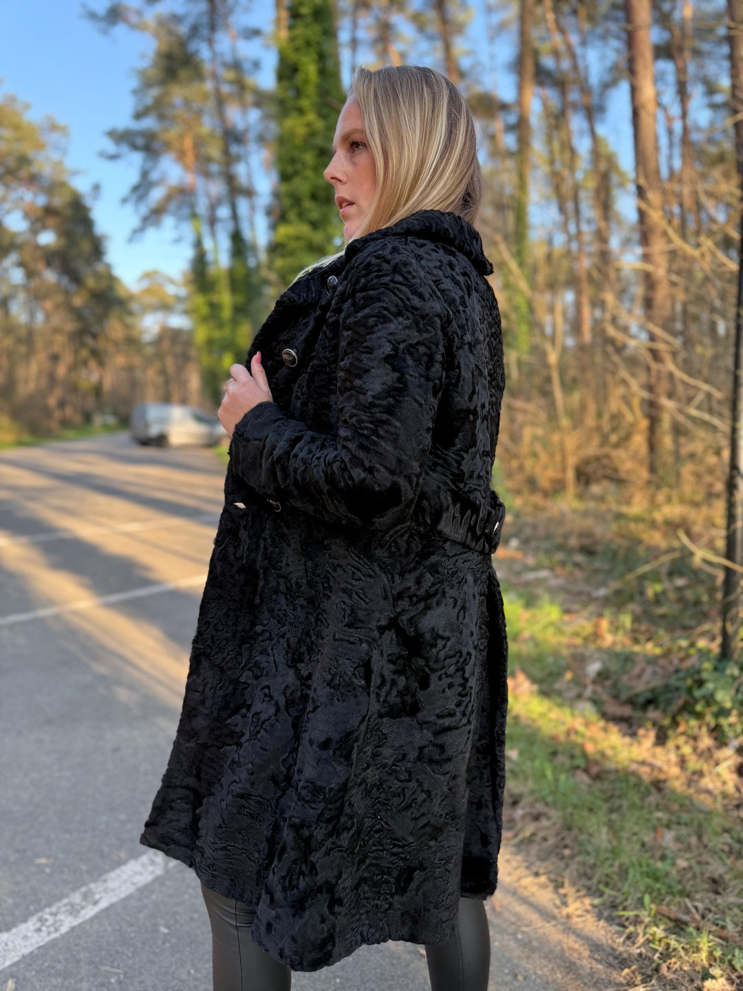 Black Astrakhan Fur Coat, XS Size, Elegant and Classic Design, Luxurious and Rare Find Fur Coat, Perfect for Winter Style, Astrakhan Fur