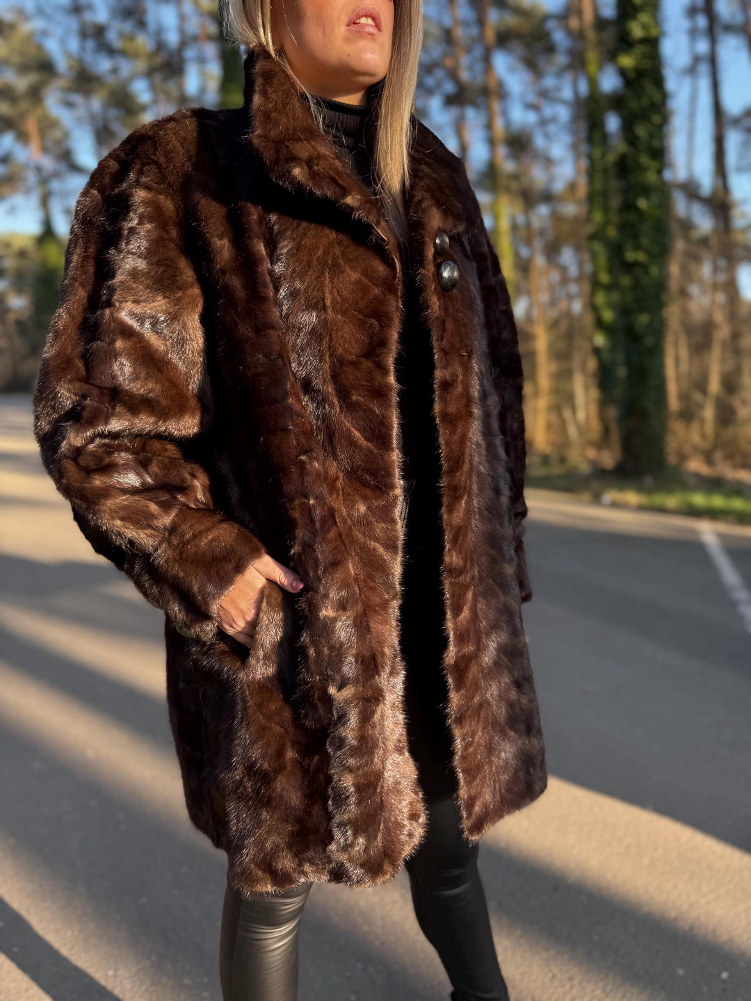 Mink Fur Jacket Made with Fur Pieces, XXL Size, Soft and Luxurious Fur Jacket, Unique Design, Elegant Women's Outerwear, Real Mink Fur Coat