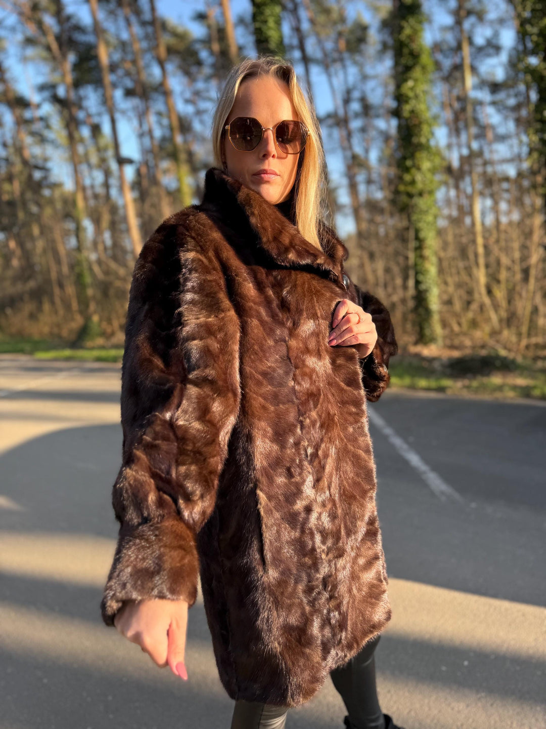 Mink Fur Jacket Made with Fur Pieces, XXL Size, Soft and Luxurious Fur Jacket, Unique Design, Elegant Women's Outerwear, Real Mink Fur Coat