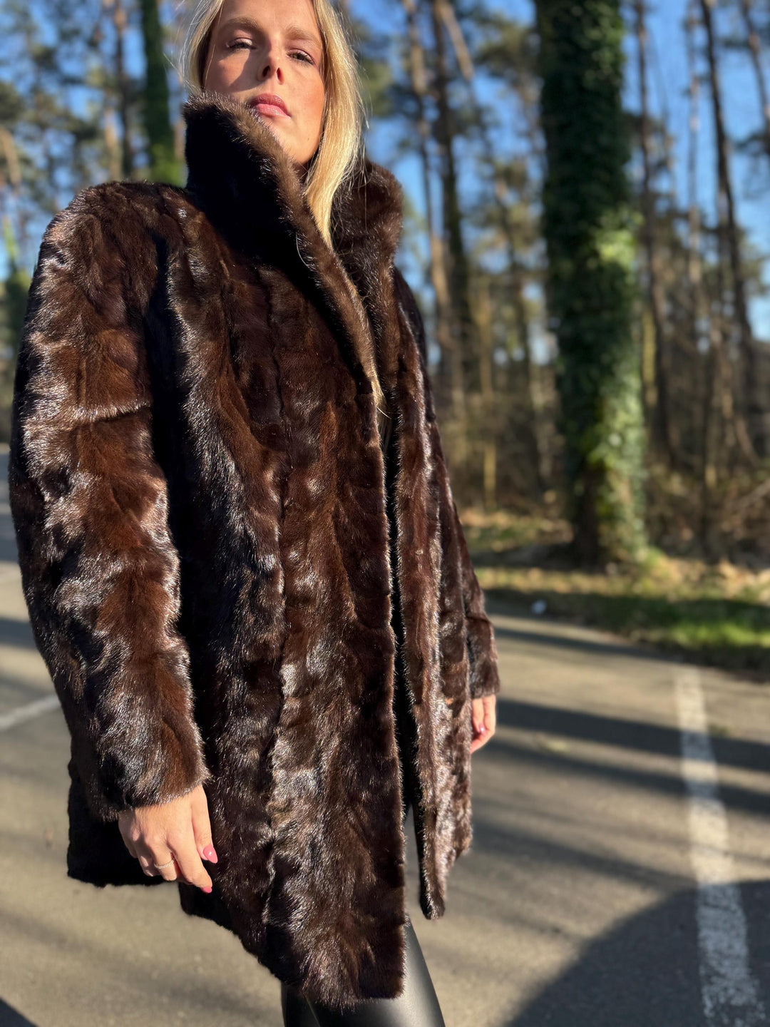 Natural Brown Mink Fur Jacket, XXL Size, Unique Design, Soft Mink Fur, Eye-Catching, Rare Find, Warm Luxury Women's Outerwear, Real Mink Fur