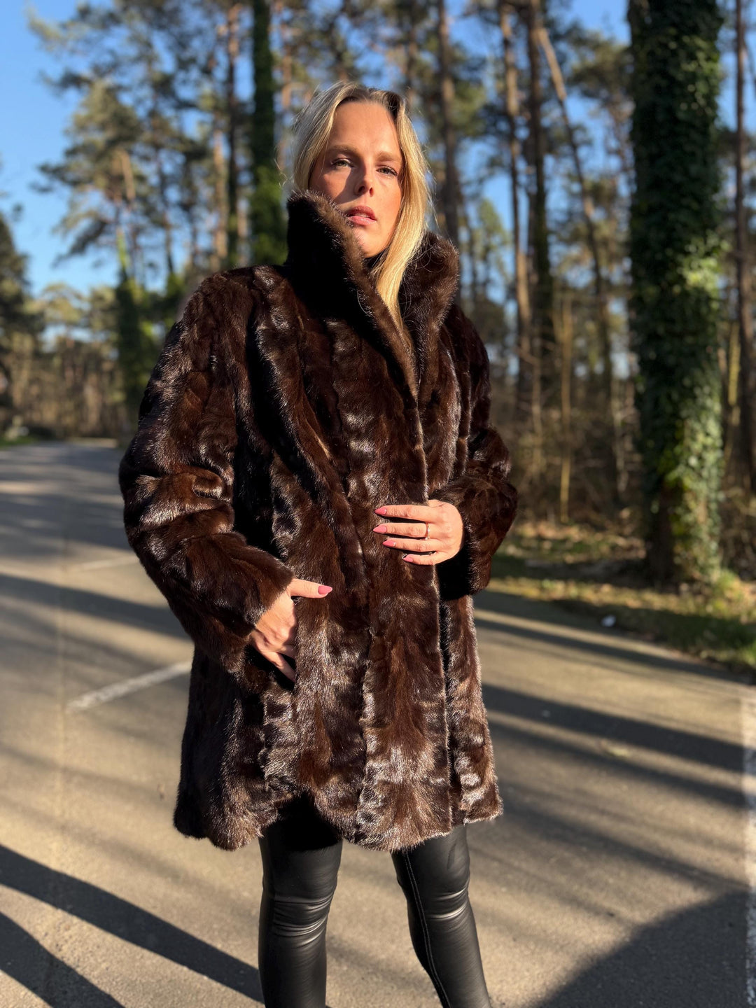 Natural Brown Mink Fur Jacket, XXL Size, Unique Design, Soft Mink Fur, Eye-Catching, Rare Find, Warm Luxury Women's Outerwear, Real Mink Fur