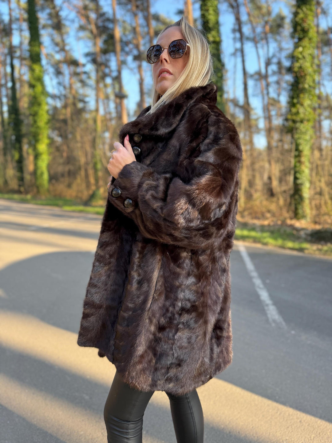 Mink Fur Jacket Made with Fur Pieces, XXL Size, Soft and Luxurious Fur Jacket, Unique Design, Elegant Women's Outerwear, Real Mink Fur Coat