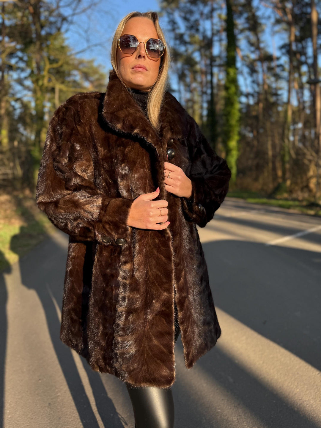 Mink Fur Jacket Made with Fur Pieces, XXL Size, Soft and Luxurious Fur Jacket, Unique Design, Elegant Women's Outerwear, Real Mink Fur Coat