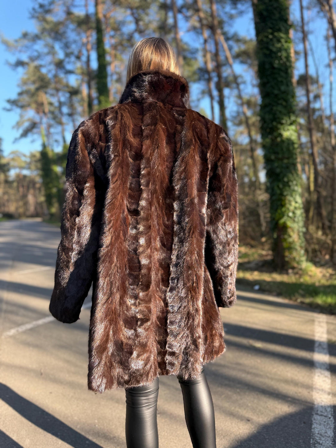 Natural Brown Mink Fur Jacket, XXL Size, Unique Design, Soft Mink Fur, Eye-Catching, Rare Find, Warm Luxury Women's Outerwear, Real Mink Fur