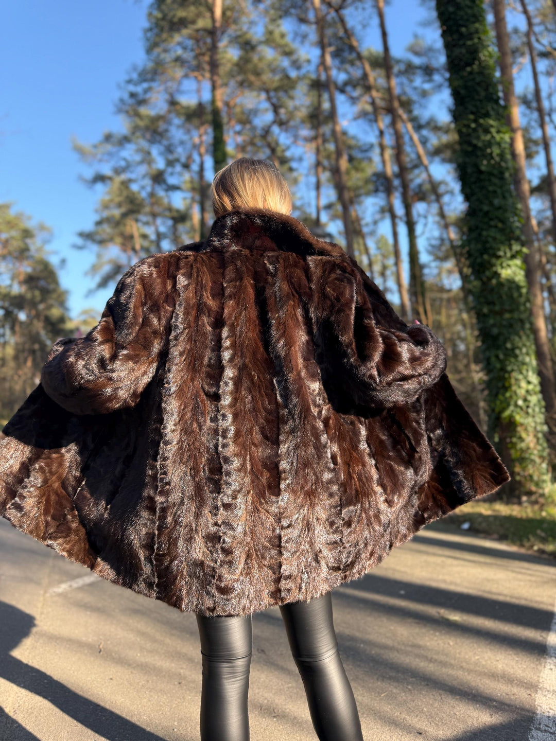 Natural Brown Mink Fur Jacket, XXL Size, Unique Design, Soft Mink Fur, Eye-Catching, Rare Find, Warm Luxury Women's Outerwear, Real Mink Fur