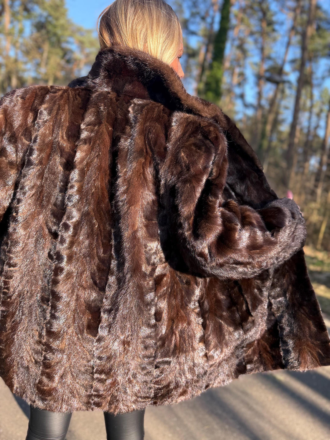 Natural Brown Mink Fur Jacket, XXL Size, Unique Design, Soft Mink Fur, Eye-Catching, Rare Find, Warm Luxury Women's Outerwear, Real Mink Fur