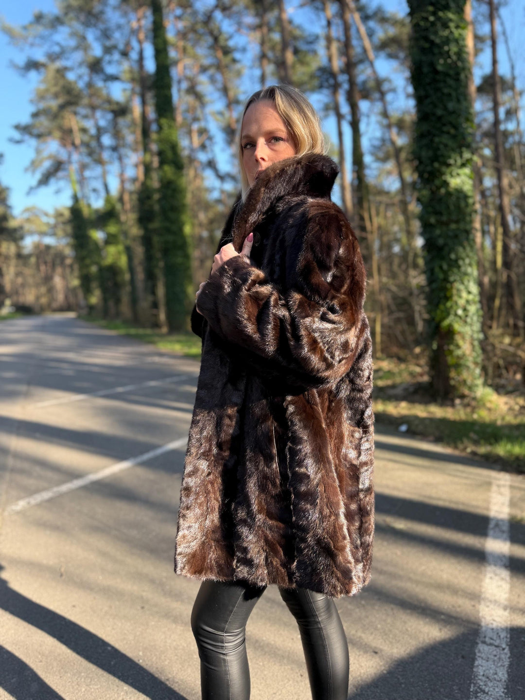 Natural Brown Mink Fur Jacket, XXL Size, Unique Design, Soft Mink Fur, Eye-Catching, Rare Find, Warm Luxury Women's Outerwear, Real Mink Fur