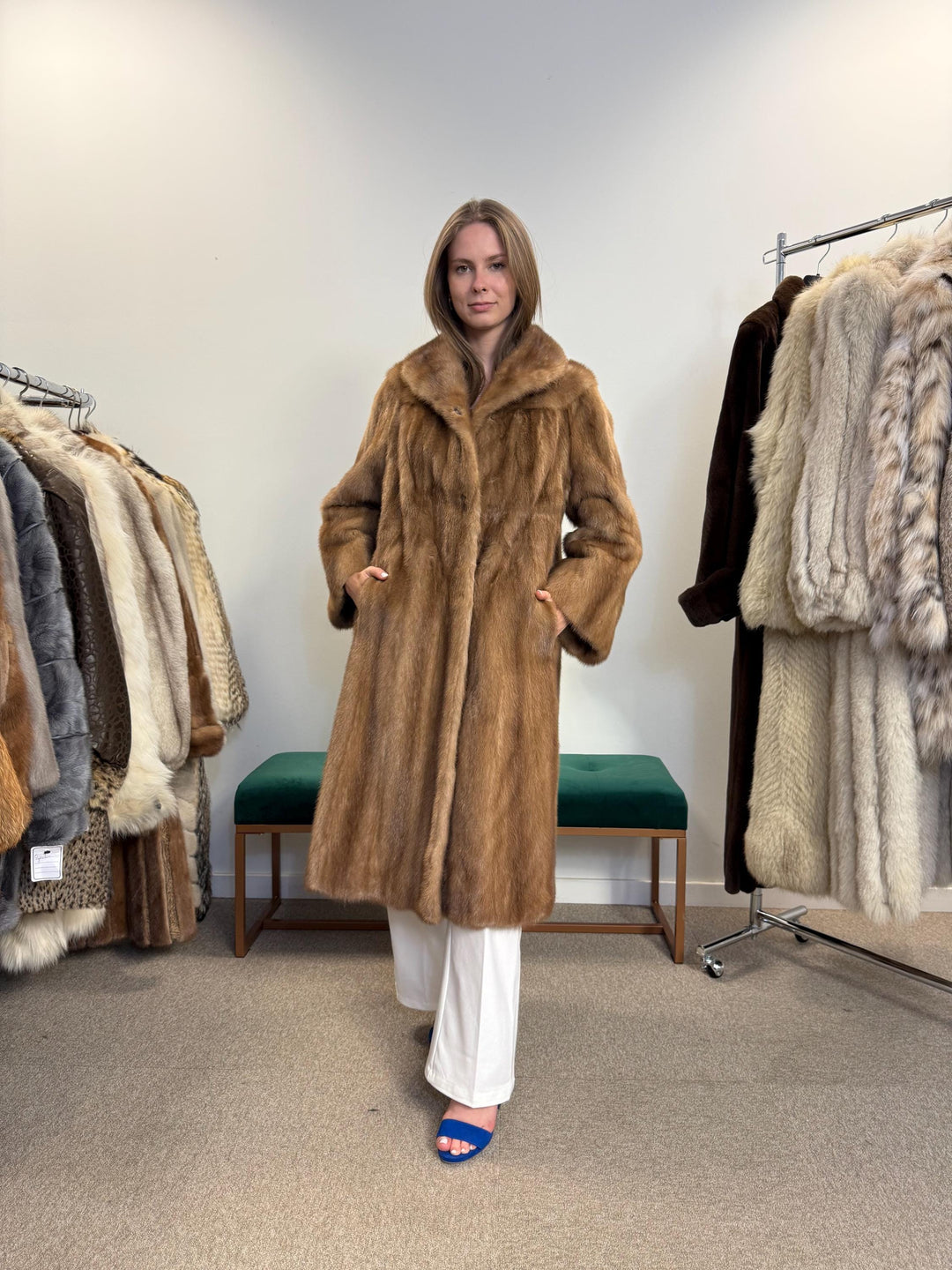Long Pastel Mink Coat, M/L Size, Vintage Fur Coat, Mink Fur Coat, Pastel Mink Coat, Womens Fur Coat, Mink Fur, Long Mink Coat, Real Fur Coat