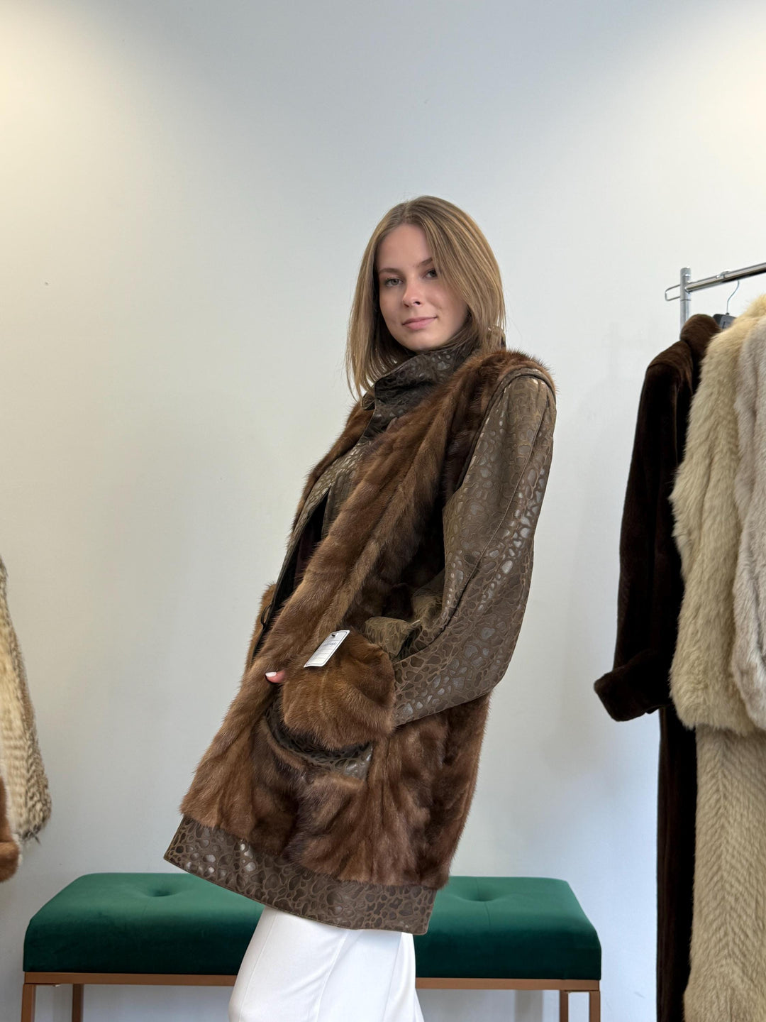 Mink Leather Coat, XL Size, Brown Mink Fur Coat, Fur Coat, Women's Fur Coat, Real Fur Coat, Real Mink Fur, Vintage Fur Coat, Brown Mink Fur