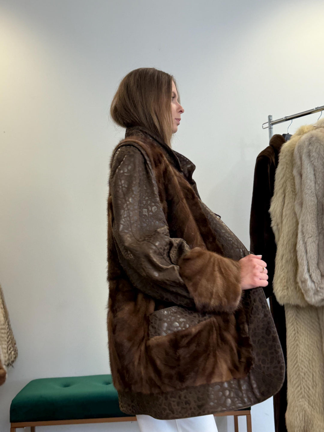 Mink Leather Coat, XL Size, Brown Mink Fur Coat, Fur Coat, Women's Fur Coat, Real Fur Coat, Real Mink Fur, Vintage Fur Coat, Brown Mink Fur