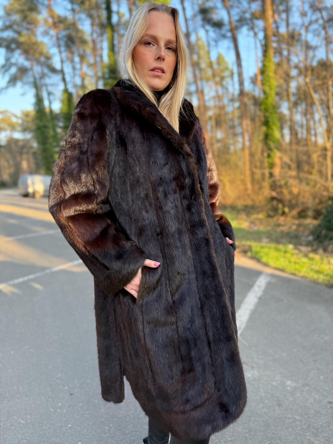 Mink Coat in Natural Brown Color, Large Size, Long Fur Coat, Real Mink Fur, Elegant & Timeless Women's Outerwear, Thick Soft Mink Fur Coat