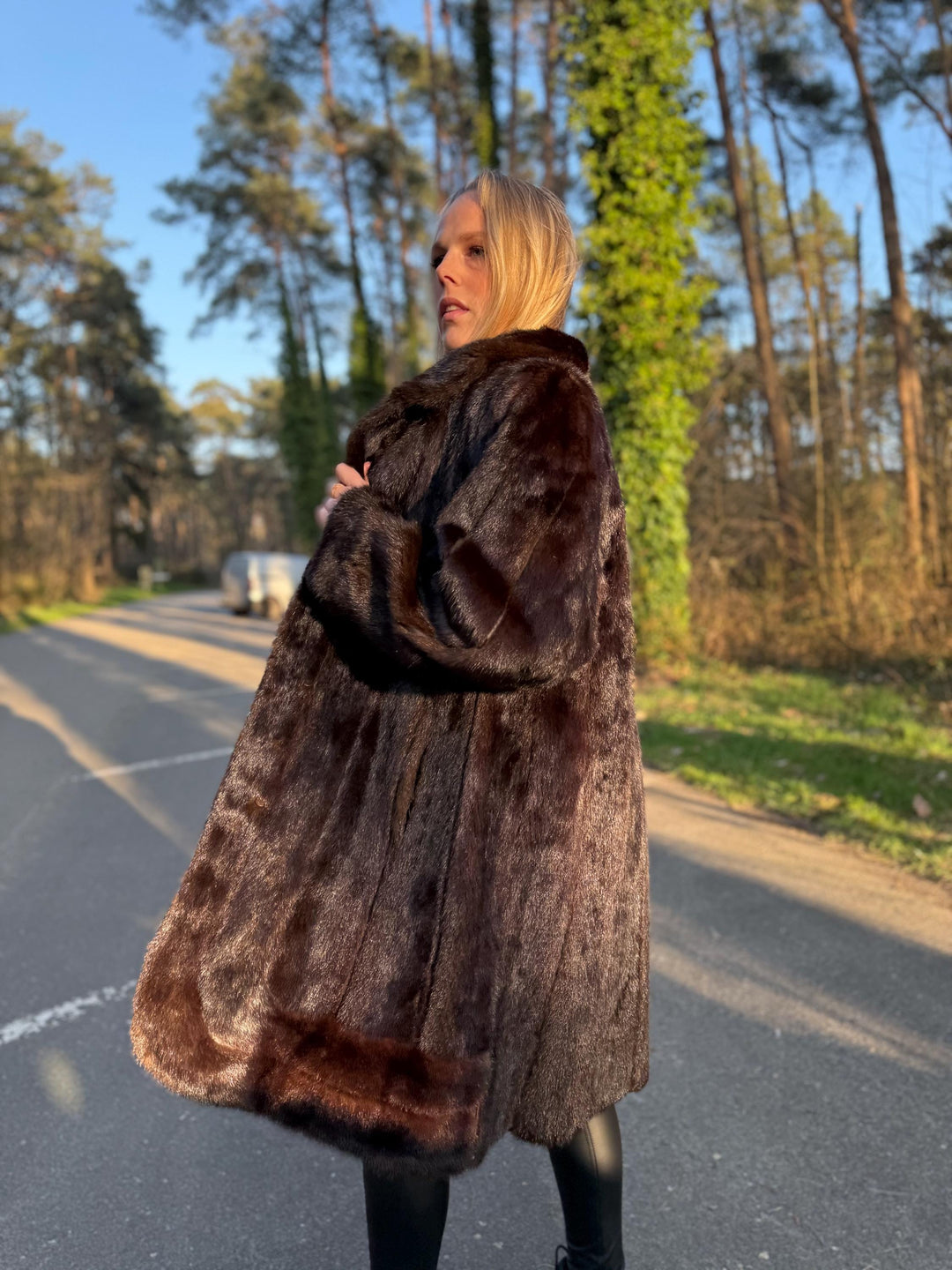 Mink Coat in Natural Brown Color, Large Size, Long Fur Coat, Real Mink Fur, Elegant & Timeless Women's Outerwear, Thick Soft Mink Fur Coat