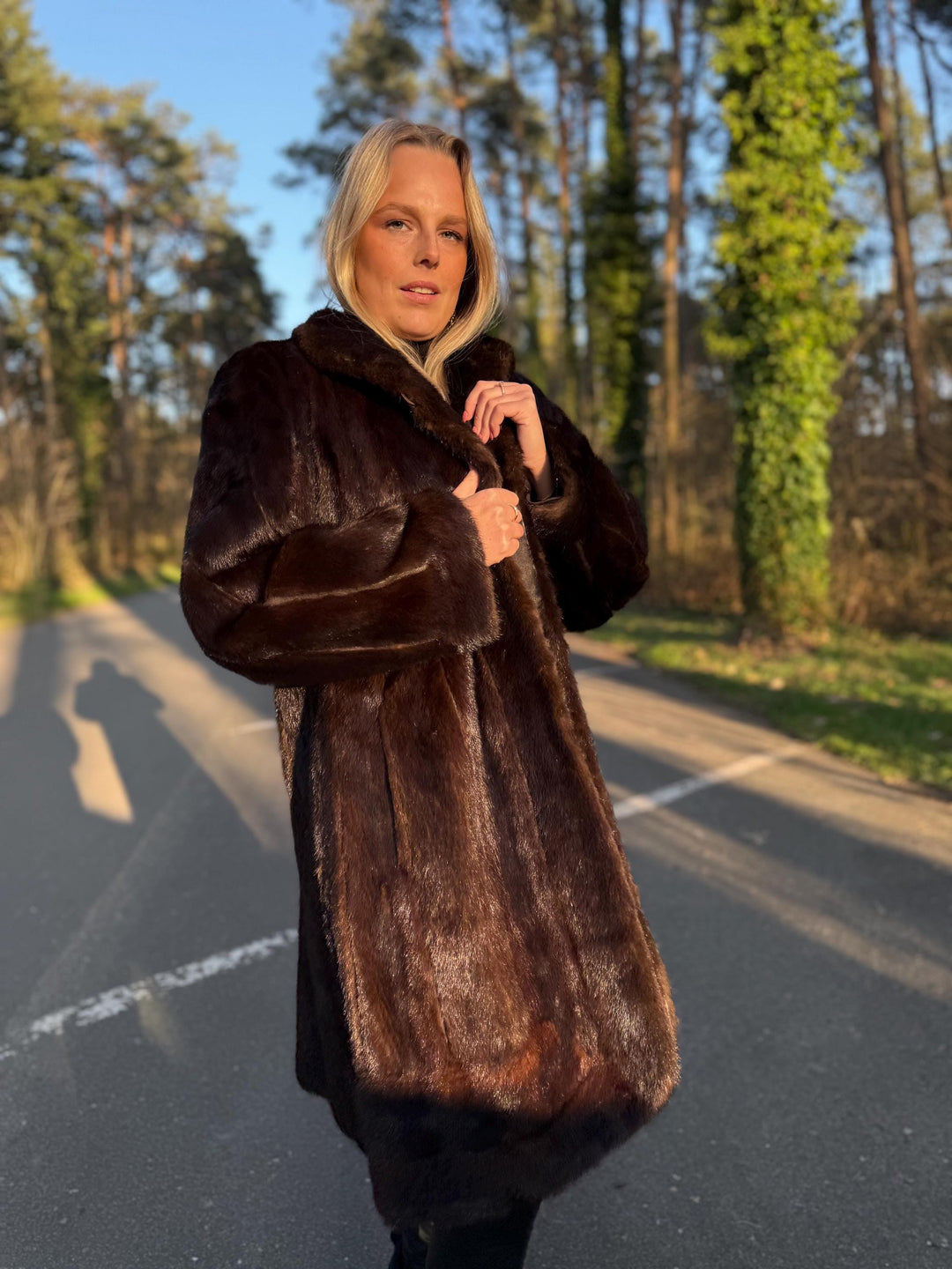 Mink Coat in Natural Brown Color, Large Size, Long Fur Coat, Real Mink Fur, Elegant & Timeless Women's Outerwear, Thick Soft Mink Fur Coat