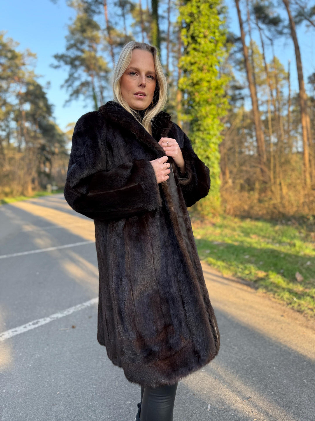 Mink Coat in Natural Brown Color, Large Size, Long Fur Coat, Real Mink Fur, Elegant & Timeless Women's Outerwear, Thick Soft Mink Fur Coat