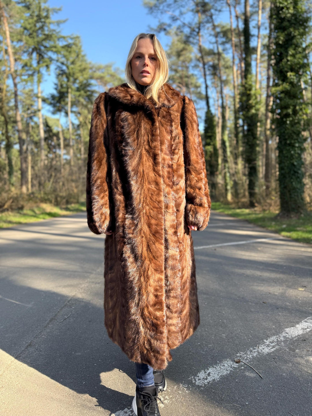 Full Length Pastel Mink Fur Coat, Light Brown Color, Full Mink Pieces, XXL Size, High-Quality Fur, Genuine Mink Coat, Luxury Womens Fur Coat