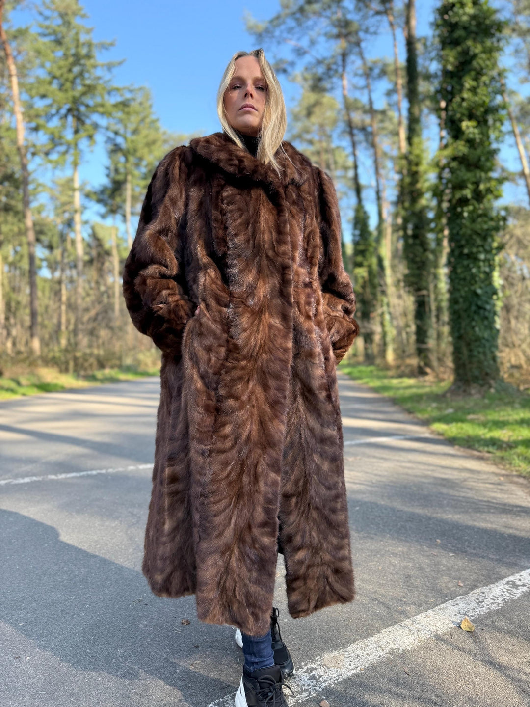 Full Length Pastel Mink Fur Coat, Light Brown Color, Full Mink Pieces, XXL Size, High-Quality Fur, Genuine Mink Coat, Luxury Womens Fur Coat