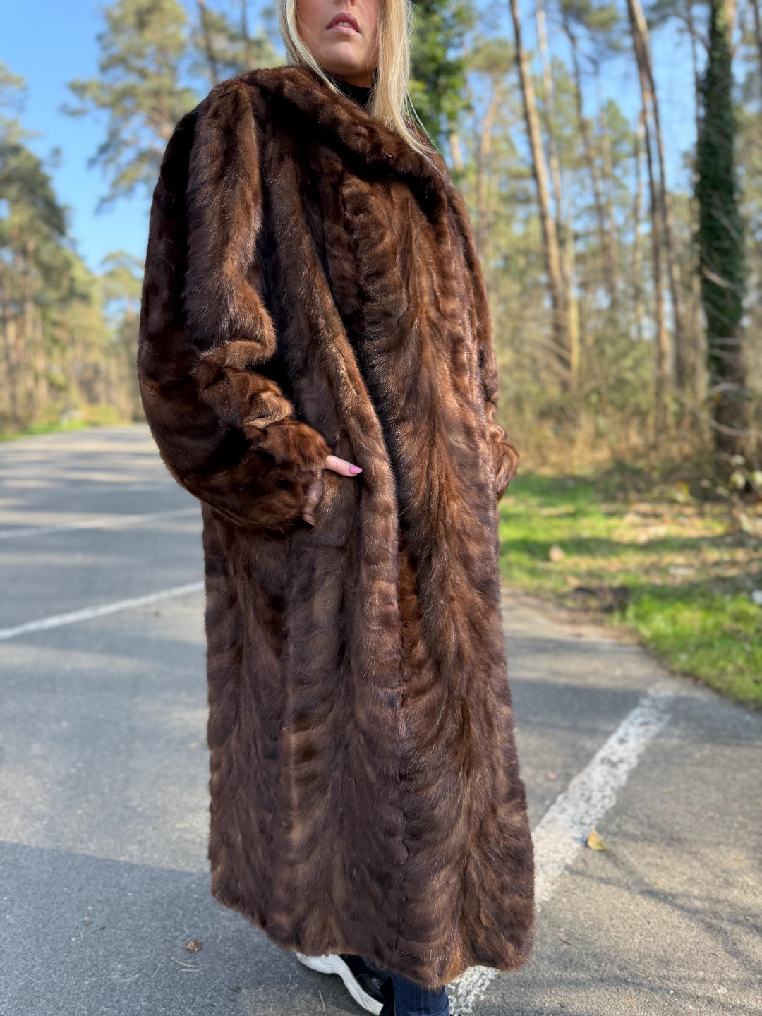 Full Length Pastel Mink Fur Coat, Light Brown Color, Full Mink Pieces, XXL Size, High-Quality Fur, Genuine Mink Coat, Luxury Womens Fur Coat