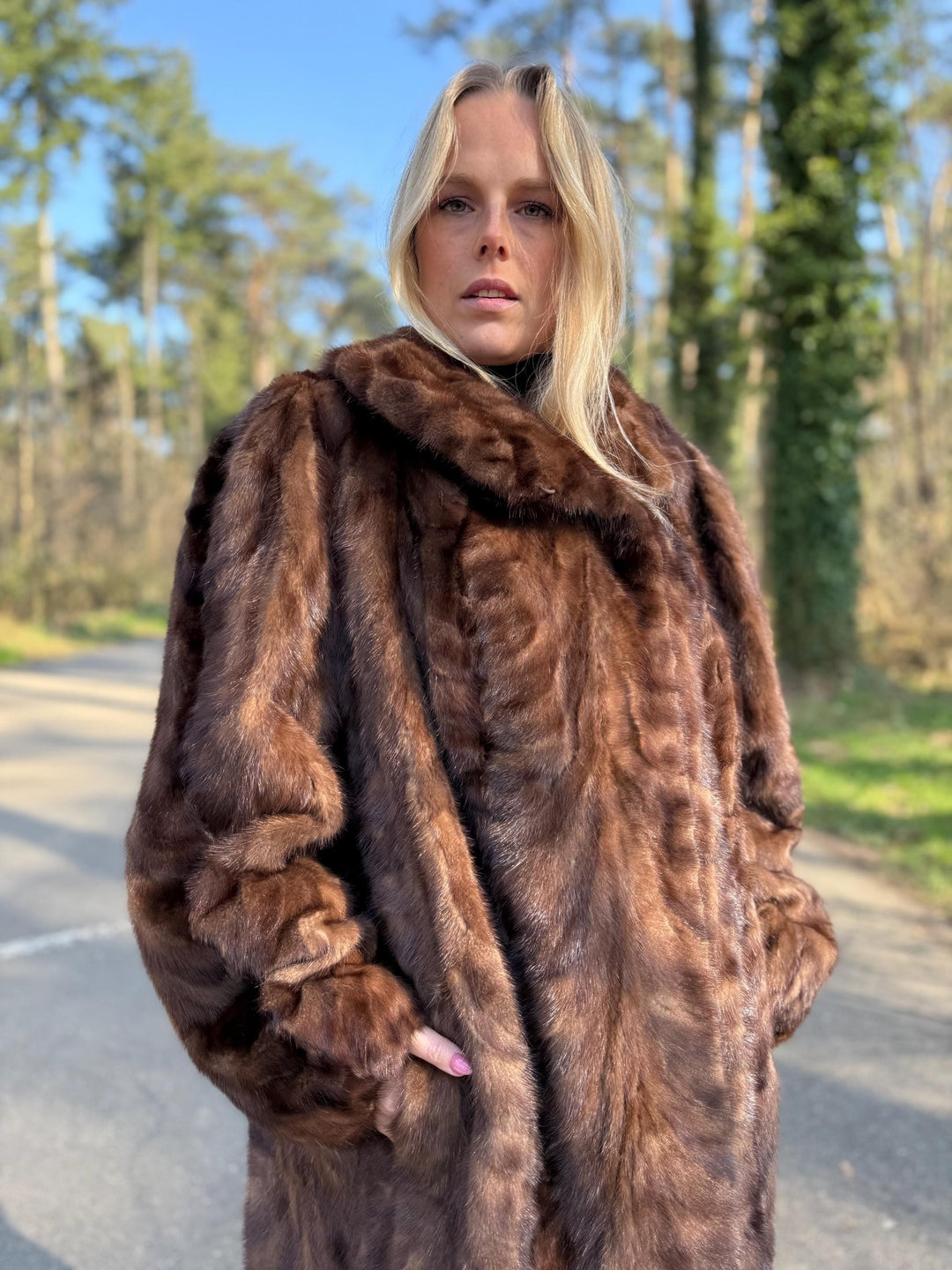Full Length Pastel Mink Fur Coat, Light Brown Color, Full Mink Pieces, XXL Size, High-Quality Fur, Genuine Mink Coat, Luxury Womens Fur Coat