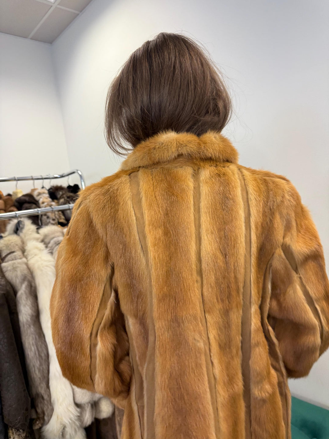Golden Mink Leather Coat, XL Size, Mink Fur Coat, Fur Coat, Women's Fur Coat, Real Fur Coat, Real Mink Fur, Vintage Fur Coat, Golden Mink