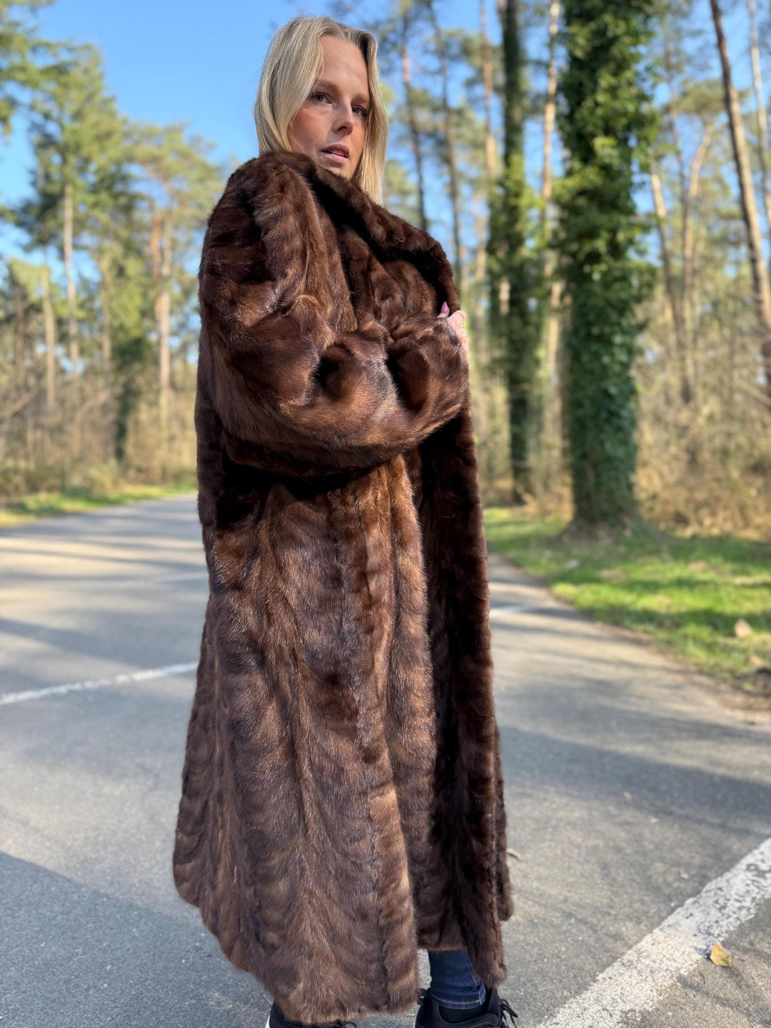 Full Length Pastel Mink Fur Coat, Light Brown Color, Full Mink Pieces, XXL Size, High-Quality Fur, Genuine Mink Coat, Luxury Womens Fur Coat