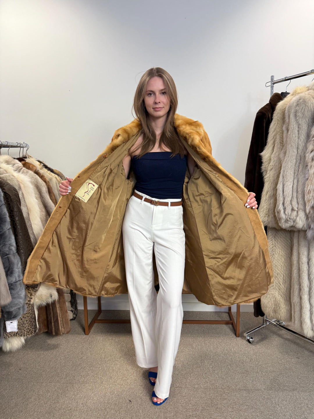 Golden Mink Leather Coat, XL Size, Mink Fur Coat, Fur Coat, Women's Fur Coat, Real Fur Coat, Real Mink Fur, Vintage Fur Coat, Golden Mink