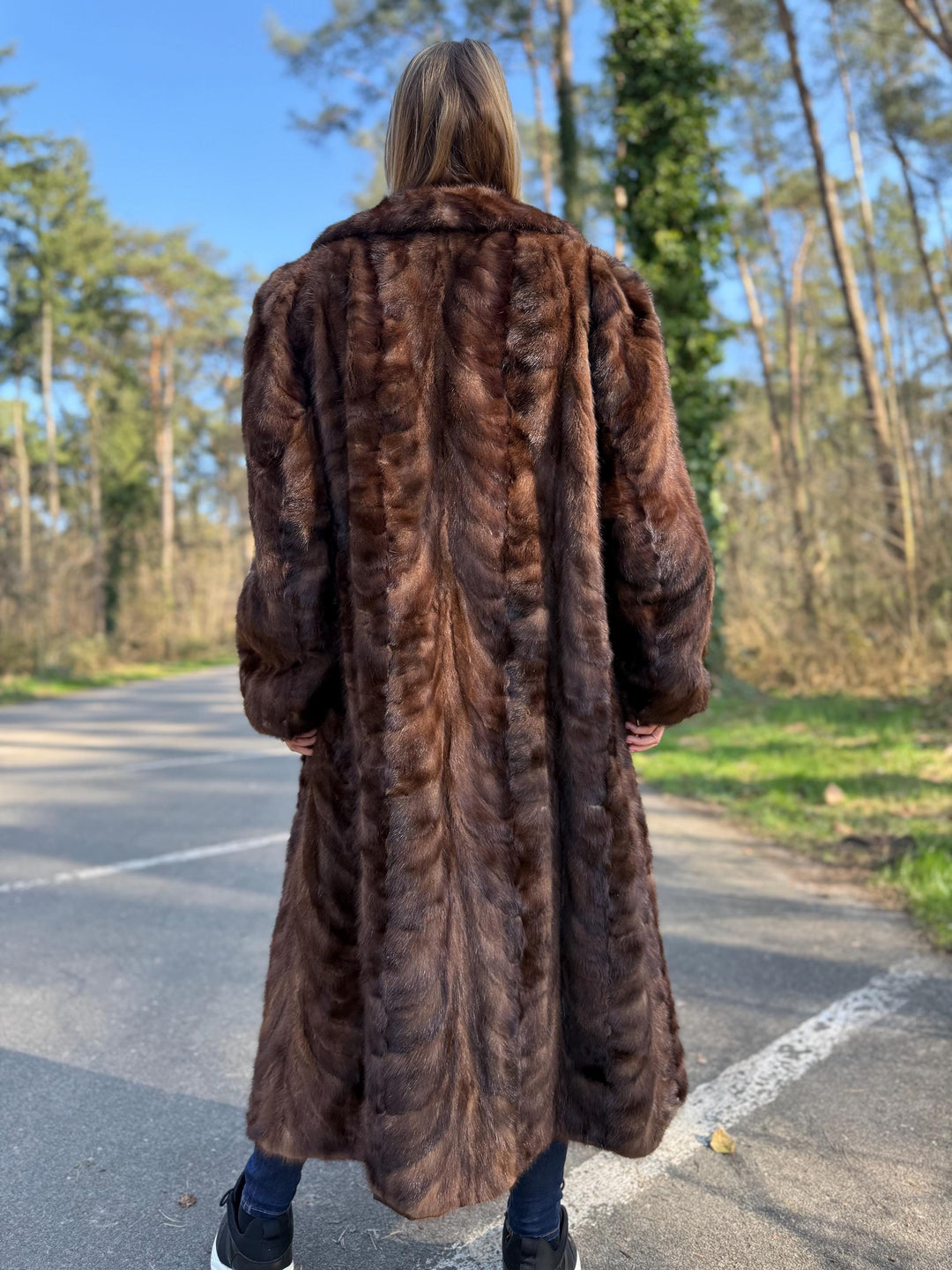 Full Length Pastel Mink Fur Coat, Light Brown Color, Full Mink Pieces, XXL Size, High-Quality Fur, Genuine Mink Coat, Luxury Womens Fur Coat