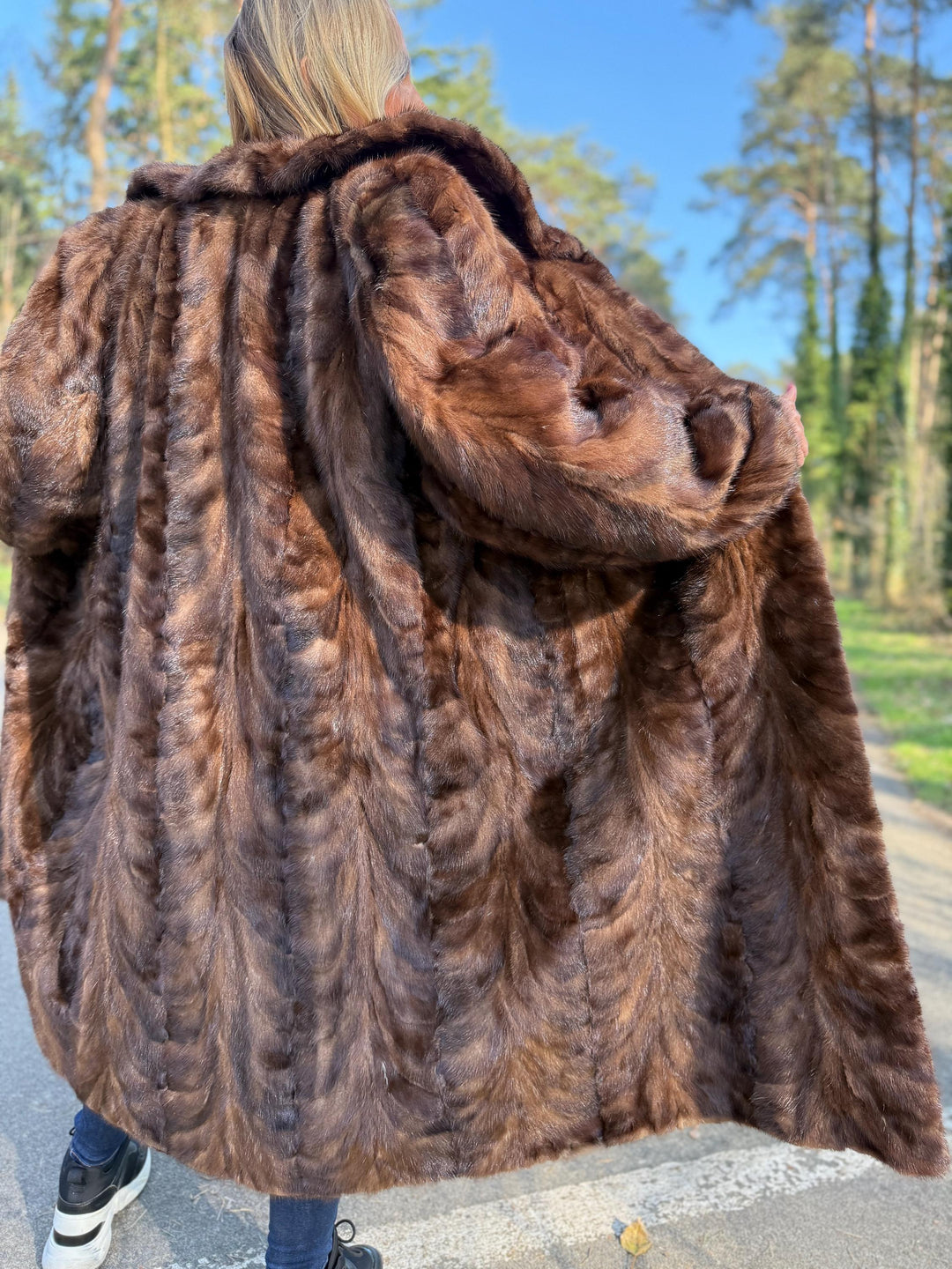 Full Length Pastel Mink Fur Coat, Light Brown Color, Full Mink Pieces, XXL Size, High-Quality Fur, Genuine Mink Coat, Luxury Womens Fur Coat