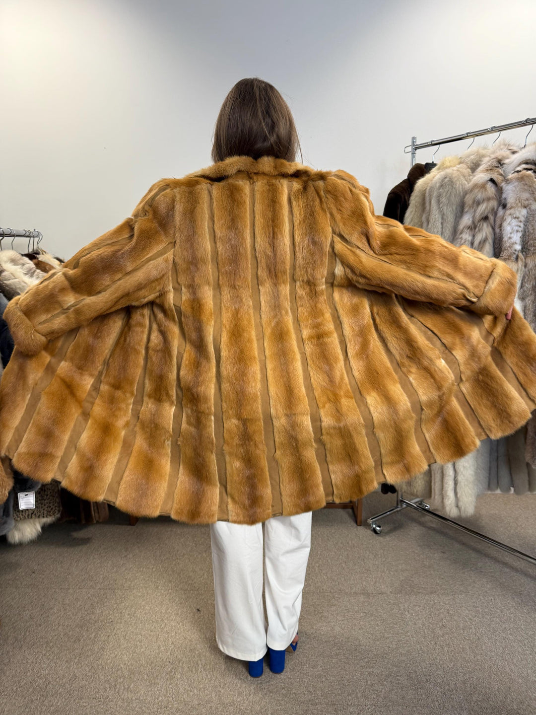 Golden Mink Leather Coat, XL Size, Mink Fur Coat, Fur Coat, Women's Fur Coat, Real Fur Coat, Real Mink Fur, Vintage Fur Coat, Golden Mink