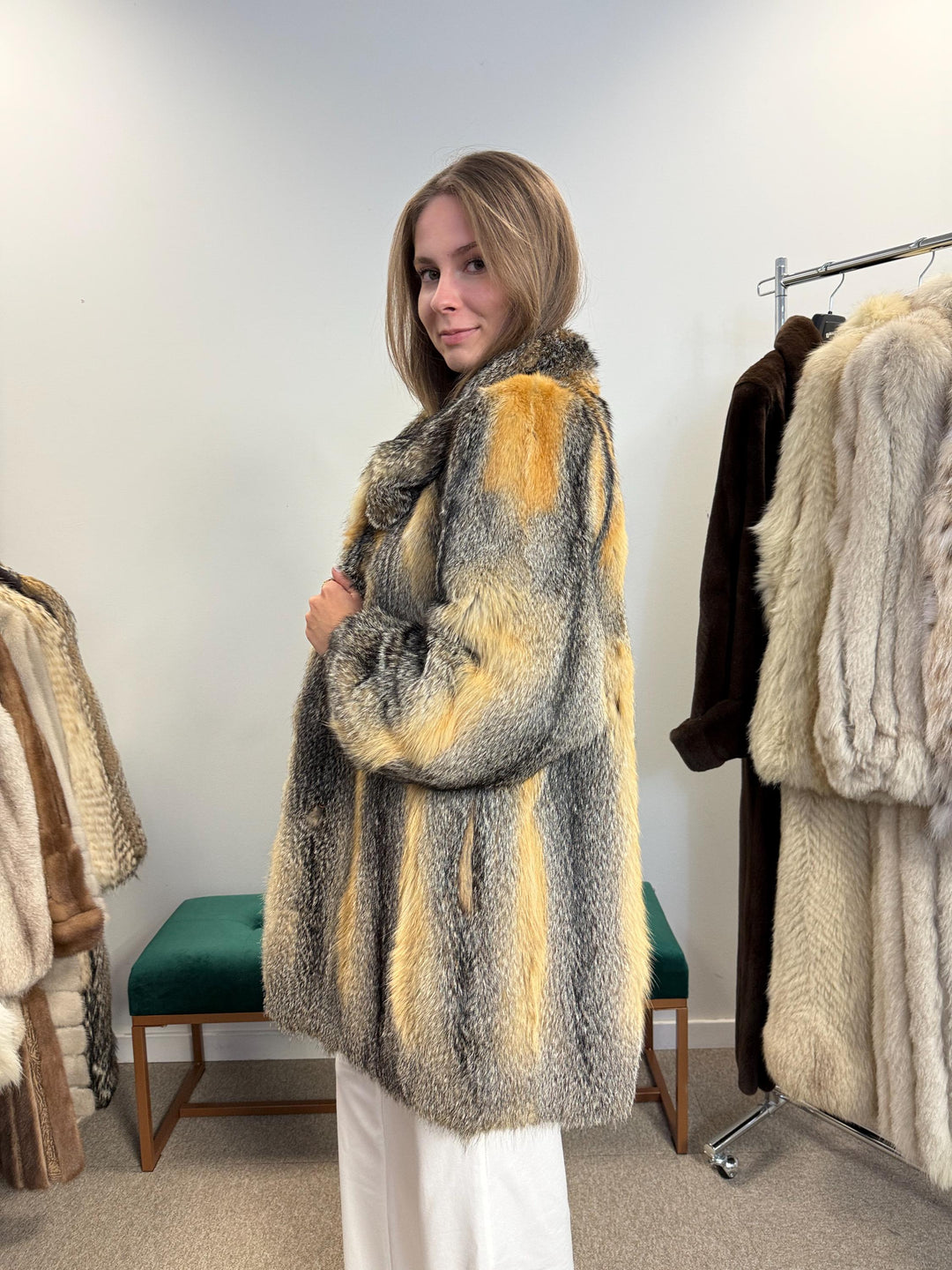 Grey Fox Fur Coat, L/XL Size, Women's Fur Coat, Real Fox Fur Coat, Vintage Fur Coat, Real Fur, Fur Coat, Grey Fox Fur, Nordic Fox, Real Fur