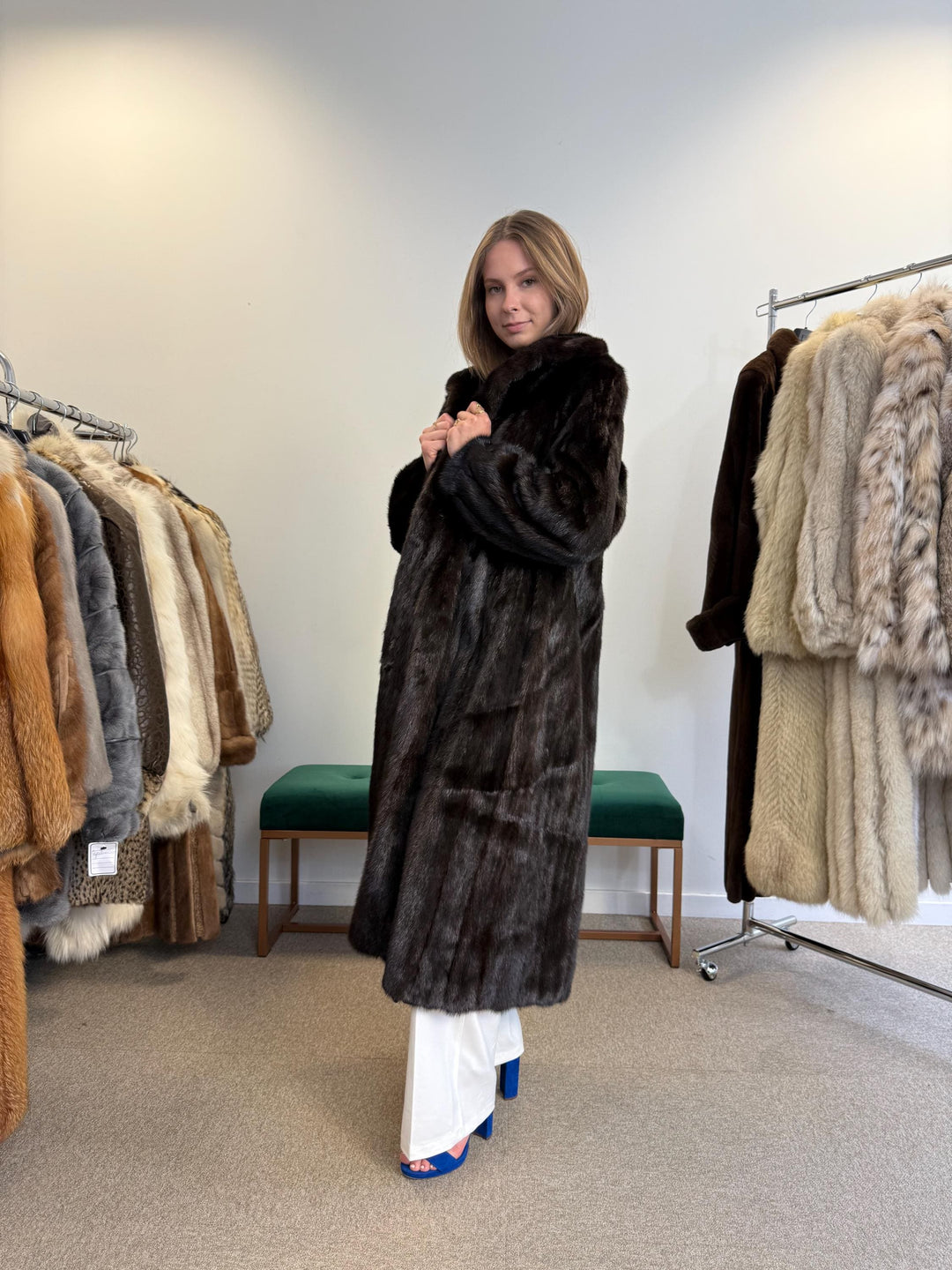 Long Brown Mink Fur Coat, Large Size, Mink Coat Women, Real Fur Coat, Brown Mink Fur, Real Mink Fur, Vintage Fur Coat, Full-Length Mink Coat