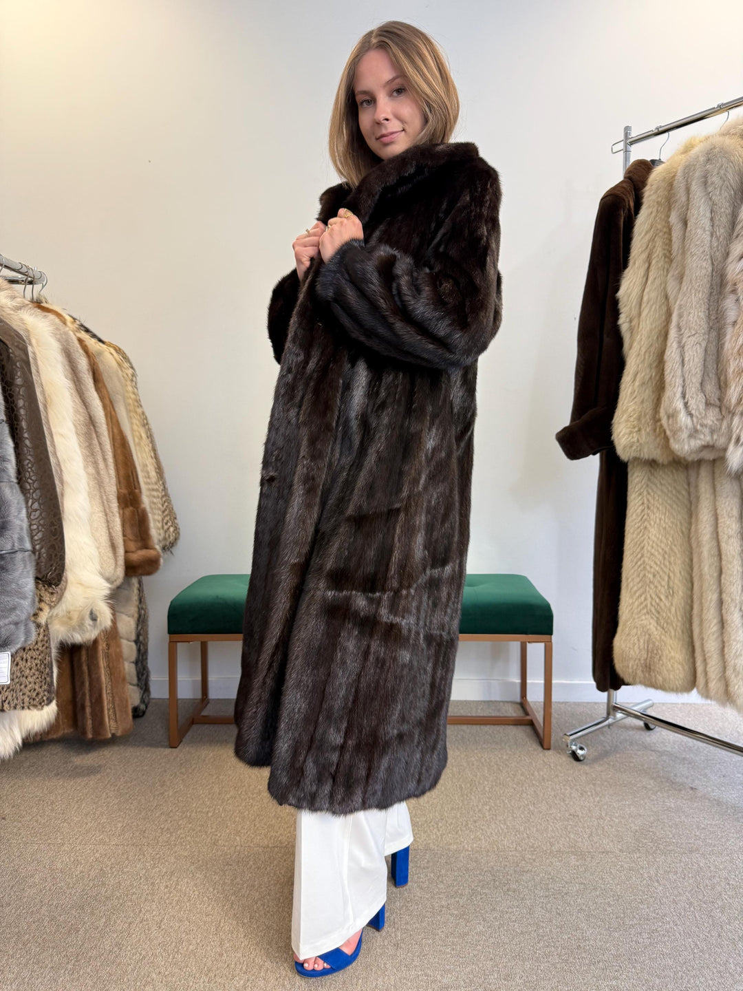 Long Brown Mink Fur Coat, Large Size, Mink Coat Women, Real Fur Coat, Brown Mink Fur, Real Mink Fur, Vintage Fur Coat, Full-Length Mink Coat