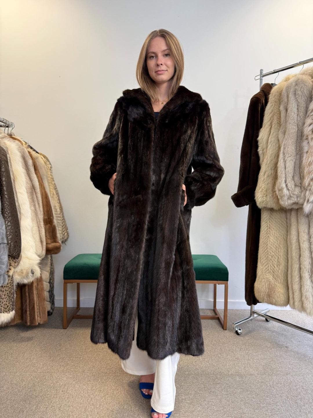 Long Brown Mink Fur Coat, Large Size, Mink Coat Women, Real Fur Coat, Brown Mink Fur, Real Mink Fur, Vintage Fur Coat, Full-Length Mink Coat