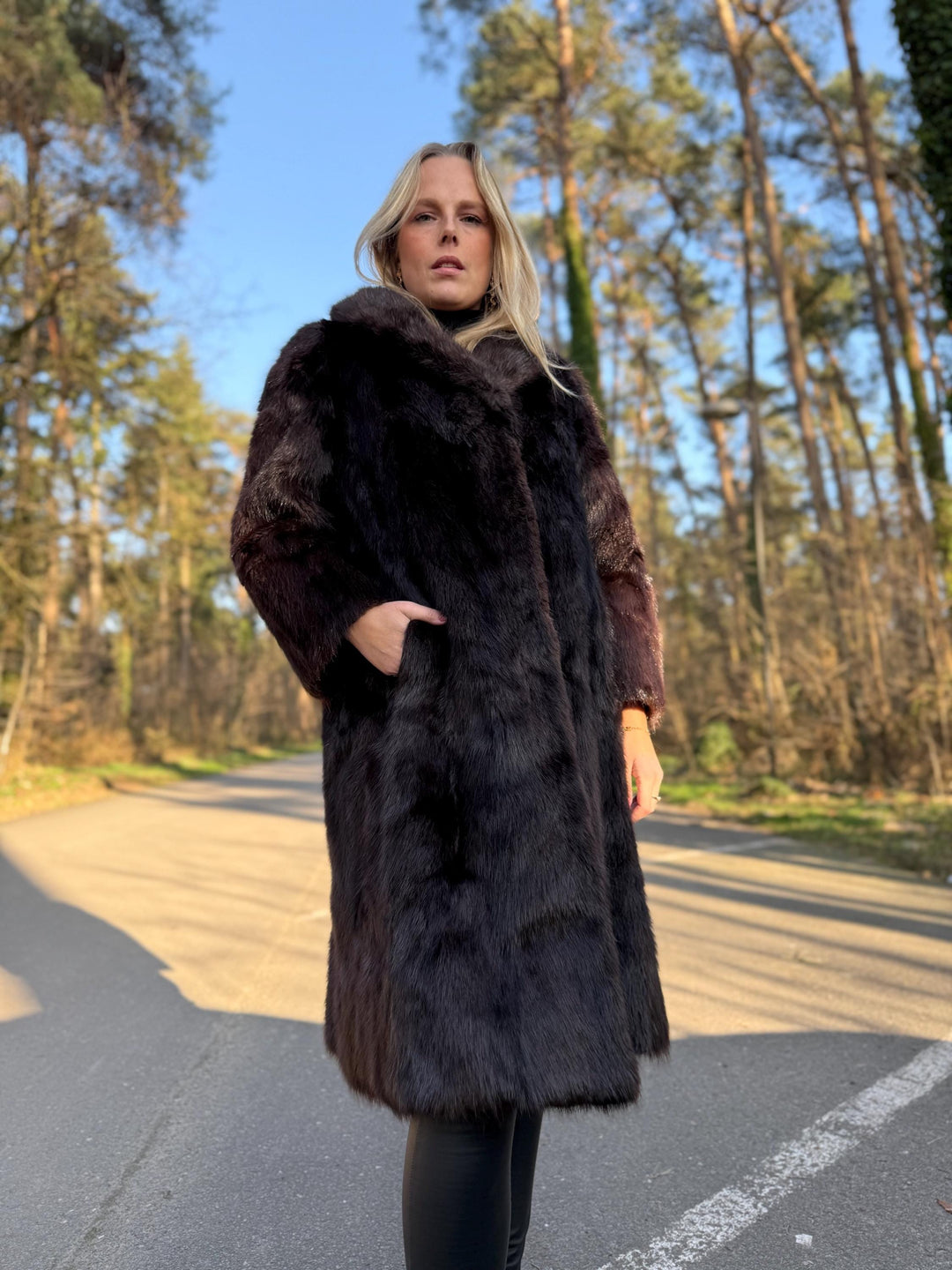 Beaver Fur Coat, Medium Size, Natural Brown Color with Shiny Finish, Thick and Luxurious Beaver Fur, Long Elegant Fur Coat, Real Beaver Fur