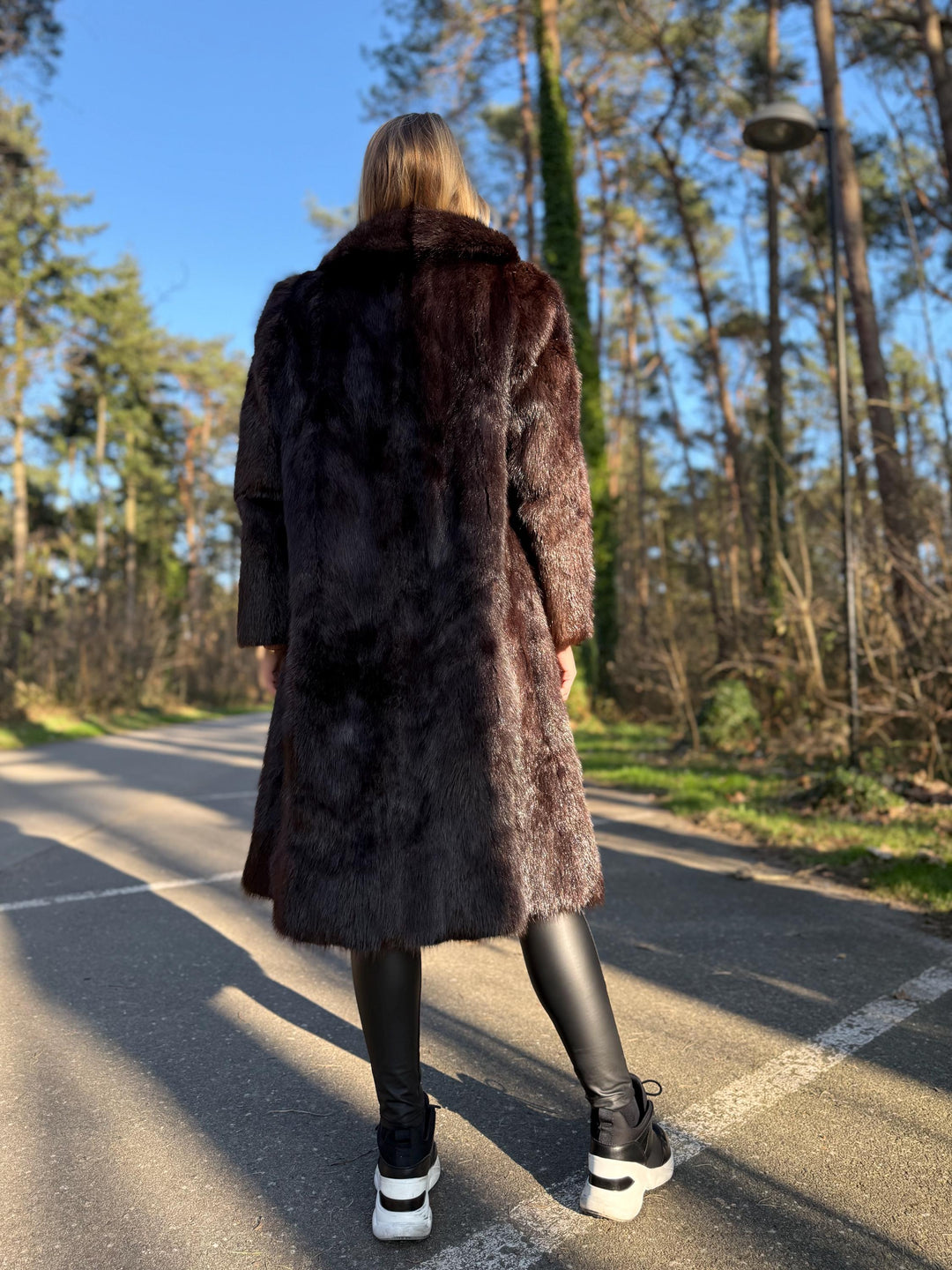 Beaver Fur Coat, Medium Size, Natural Brown Color with Shiny Finish, Thick and Luxurious Beaver Fur, Long Elegant Fur Coat, Real Beaver Fur